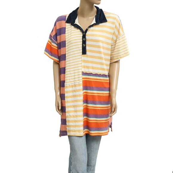 Free People Charlie Tee Tunic Mini Dress Striped Printed Oversized S New 282900 - Picture 5 of 9